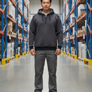 Groothandel Werkkleding Hoodie met half rits – Antraciet Grijs