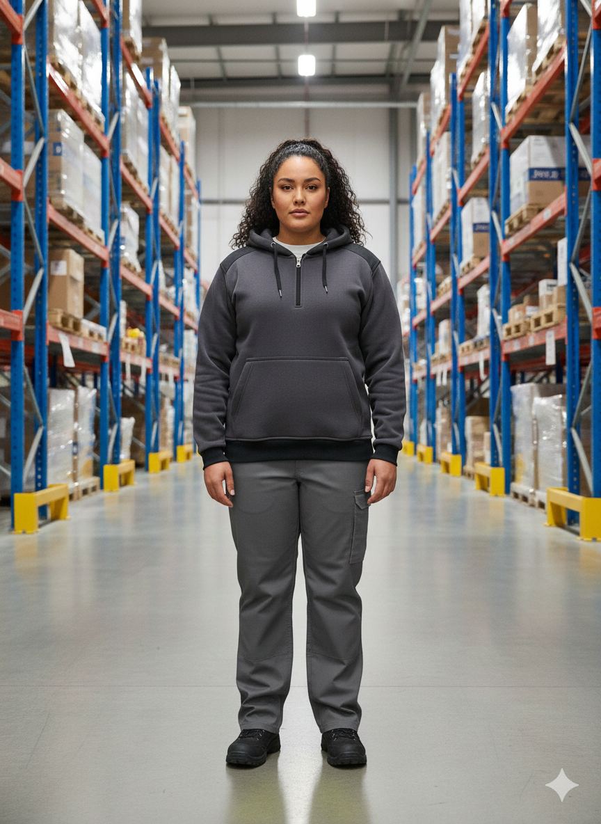 Groothandel Werkkleding Hoodie met half rits – Antraciet Grijs - Afbeelding 3